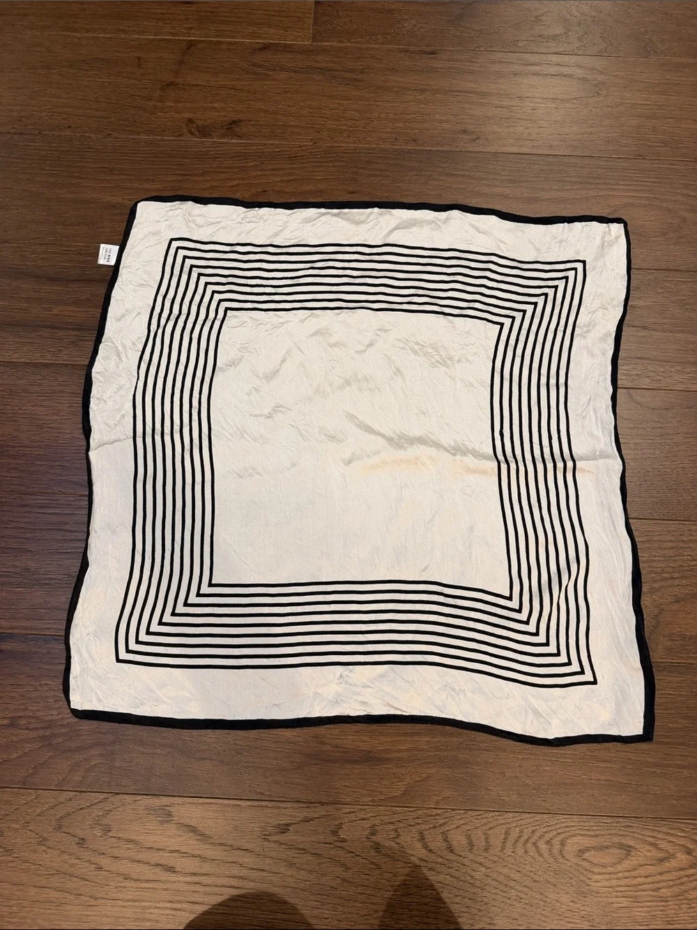 Striped Square Silk Scarf in Cream and Black 53cm x 53cm - C19-109